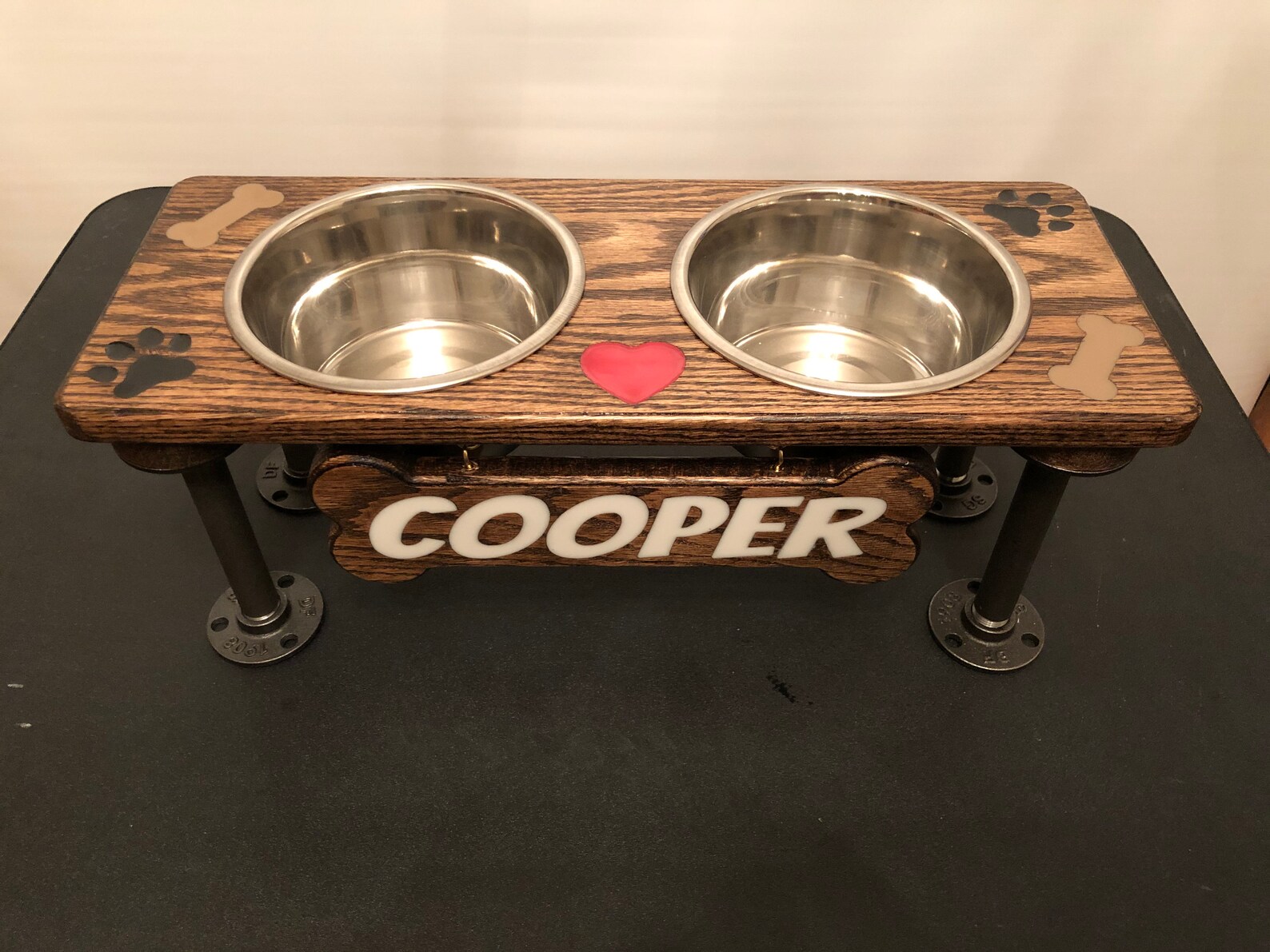 Large Raised Personalized Dog Feeder Industrial Pipe Raised Etsy