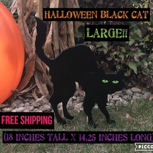 Black Wooden Halloween Cat