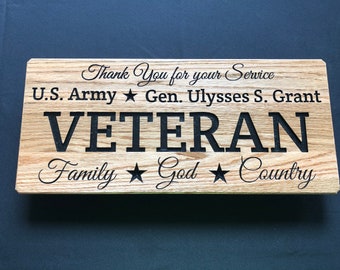Placa de veterano tallada personalizada