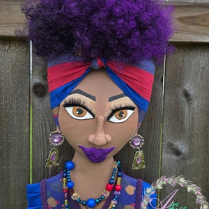 Stunning &quot;Kenya&quot; African American woman Wreath attachment and Wall decor