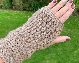 Super warm Crocheted Fingerless Mittens - handmade to order, alpaca wool