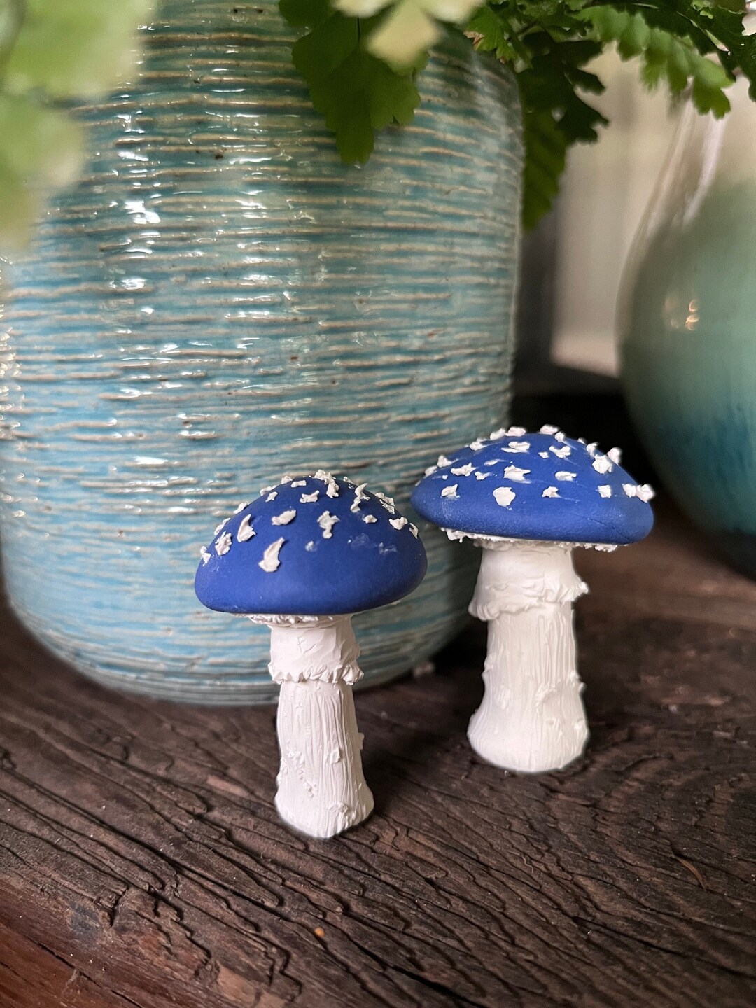 Fairy Garden Decor, Blue Amanita Mushroom, Blue Cap Mushroom, Polymer ...