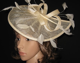 GWYTHER-SNOXELLS English Millinery Vintage Art Deco Style Fascynator ze słomy z piór Hatinator Headpiece, jeden rozmiar