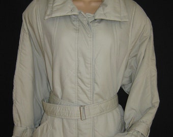 PETER HAHN Quilted Trenchcoat Style Stone Beige Belted Winter Coat, 21 / L/XL