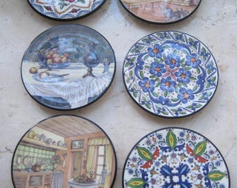 Ceramiczne podstawki CERAPLAT Vintage Artesan | Zestaw 6 sztuk | Styl rustykalny | Malowane ręcznie | Rękodzieło