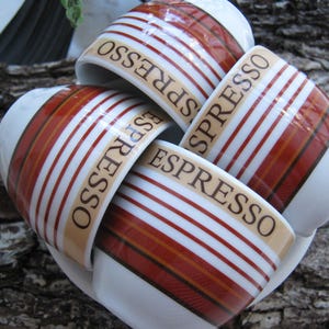 Vintage 90s ESPRESSO Cups & Saucers Four Set | Italian Coffee Bar Set | Striped