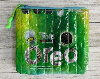 Oreo Zipper Pouch, Upcycled Candy Wrapper Pouch, Trolls World Tour