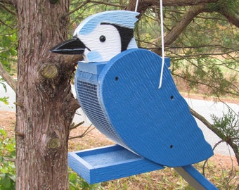 Blue Jay Bird Feeder Wood Bird Feeder Rustic Decor Wooden Etsy