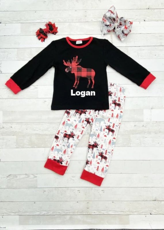Boys Personalized Moose Pajamas, Boys Christmas Pajamas, Boys Personalized  Pajamas, Boys Clothes, Personalized Christmas, Boys Gift