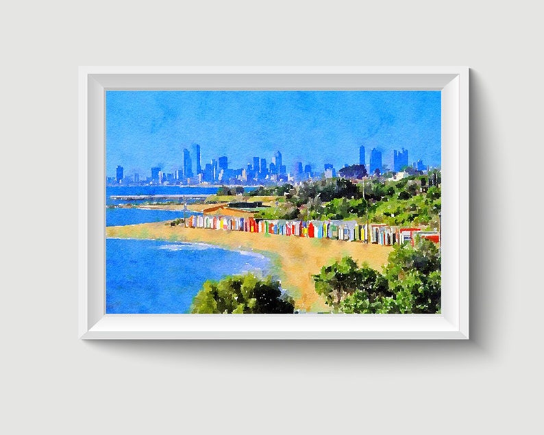 Brighton Beach Melbourne Australia Painting Art Print Unframed Etsy