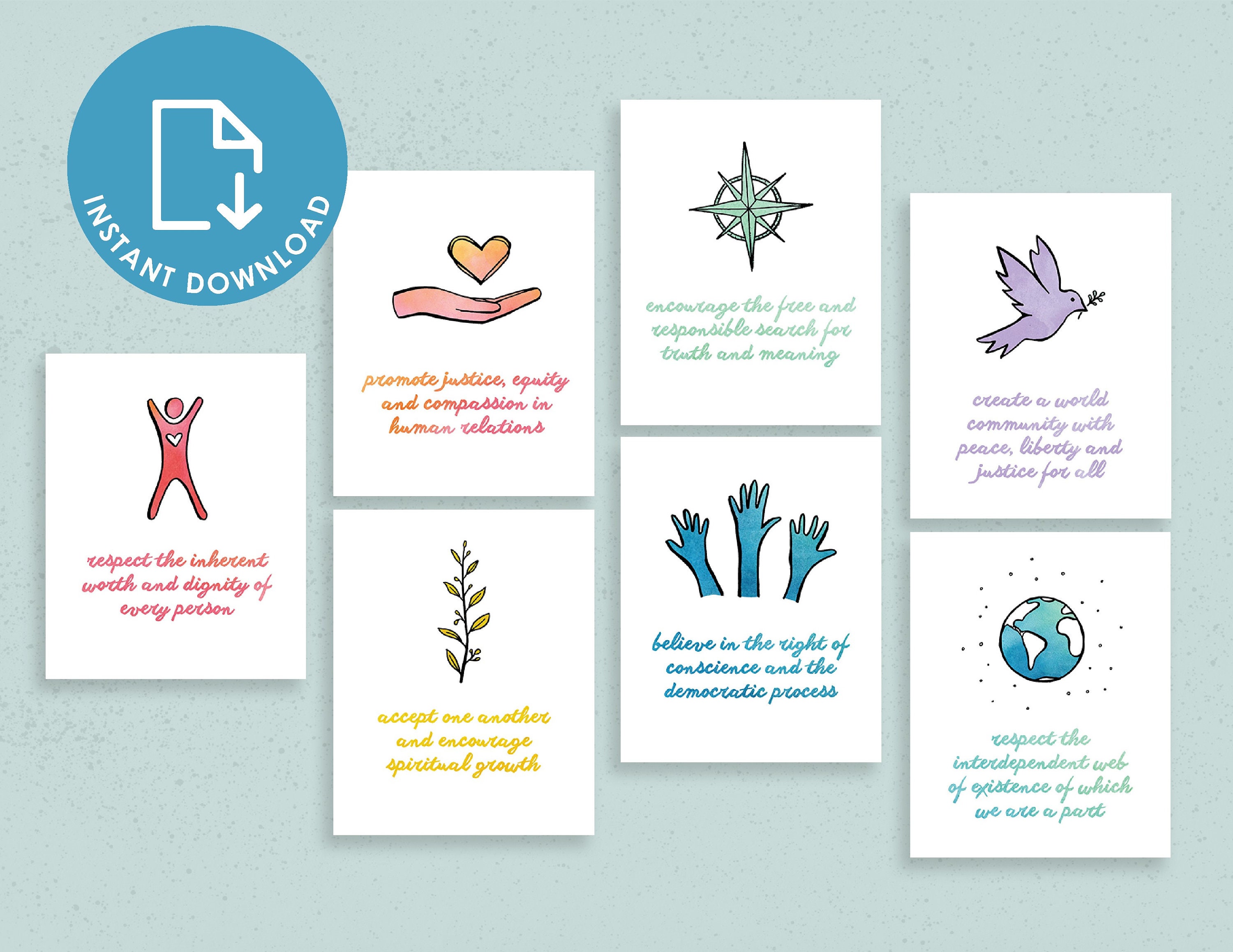 UU Principles Art Prints Digital Download Printable Art | Etsy