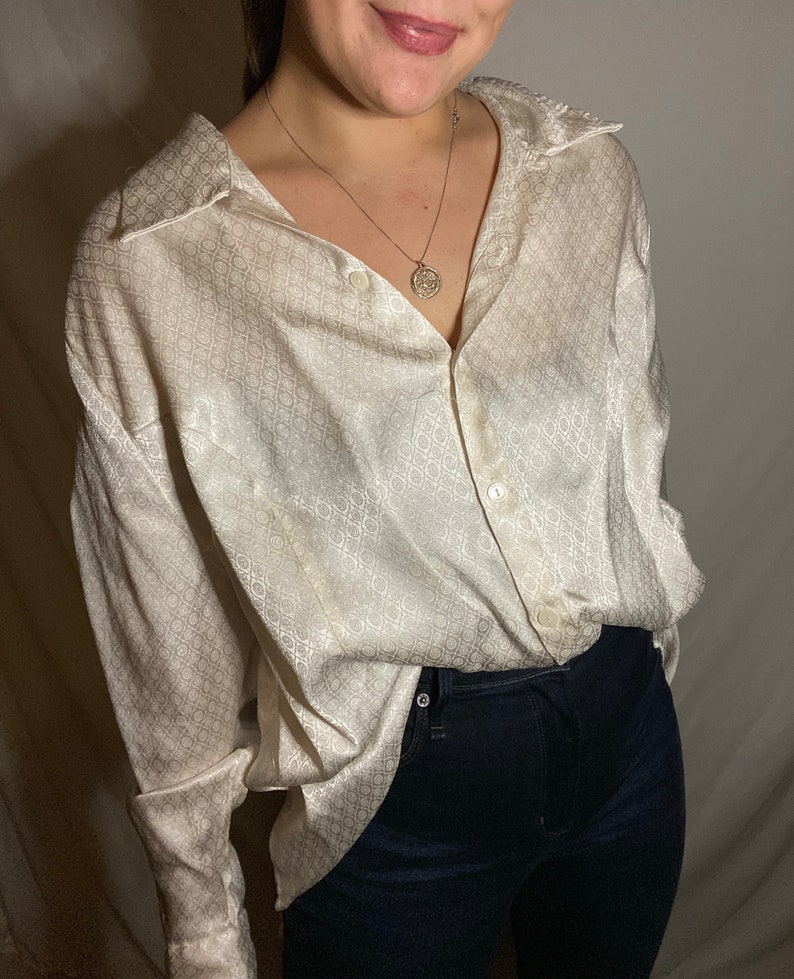 Vintage White Silk Blouse