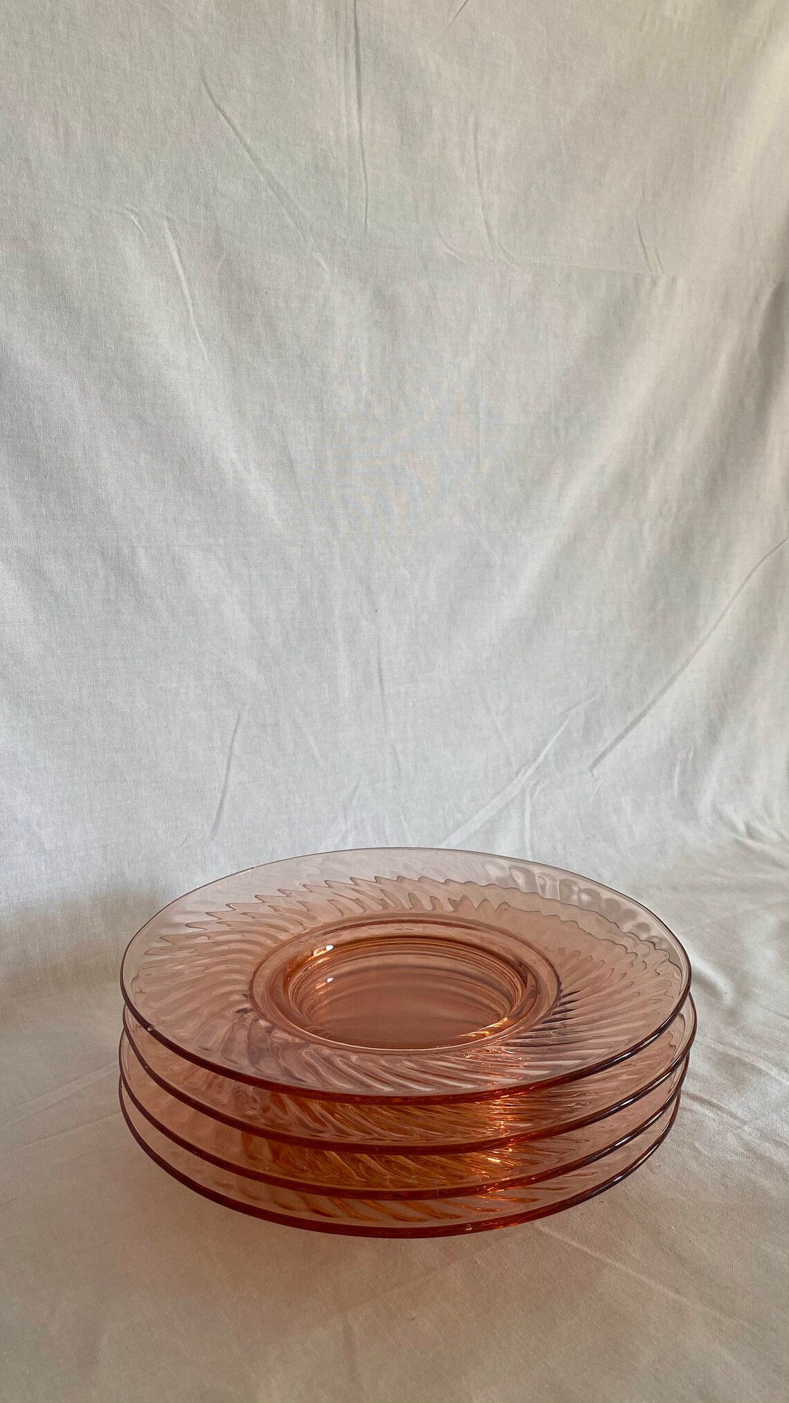 Vintage Antique Crystal Pink Dessert Plates Etsy