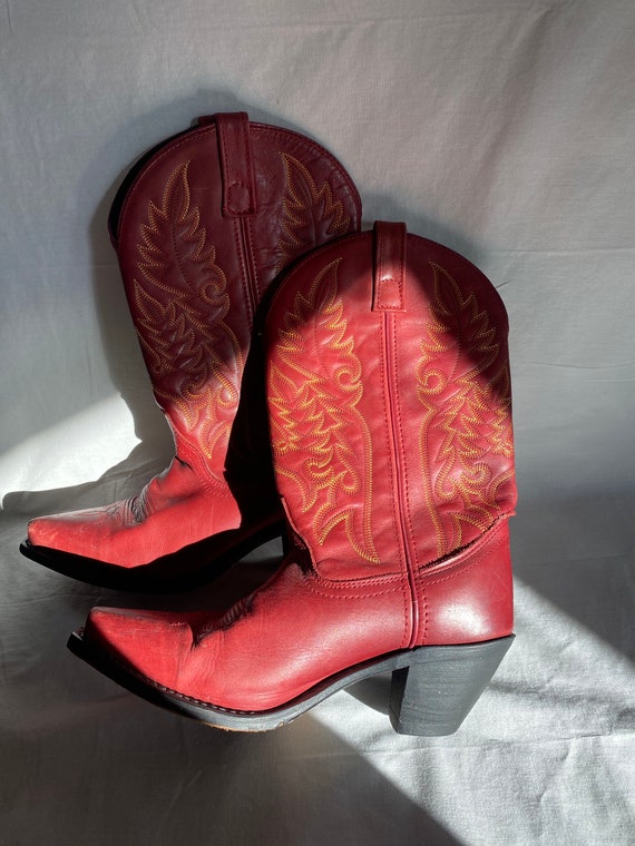 Laredo Red Cowboy Boots with Flame Detailing