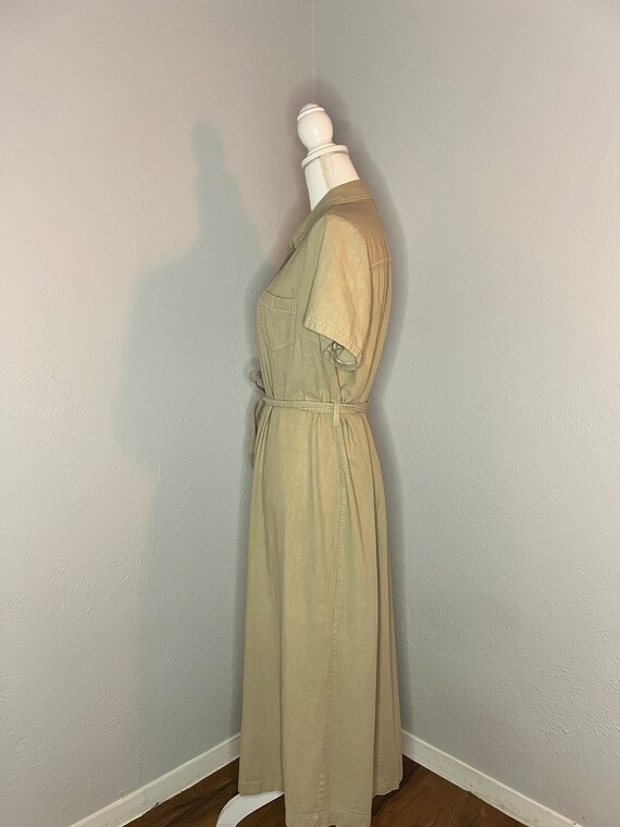 Vintage Linen Beige Midi Tie Dress - 18 (L/XL) - image 4