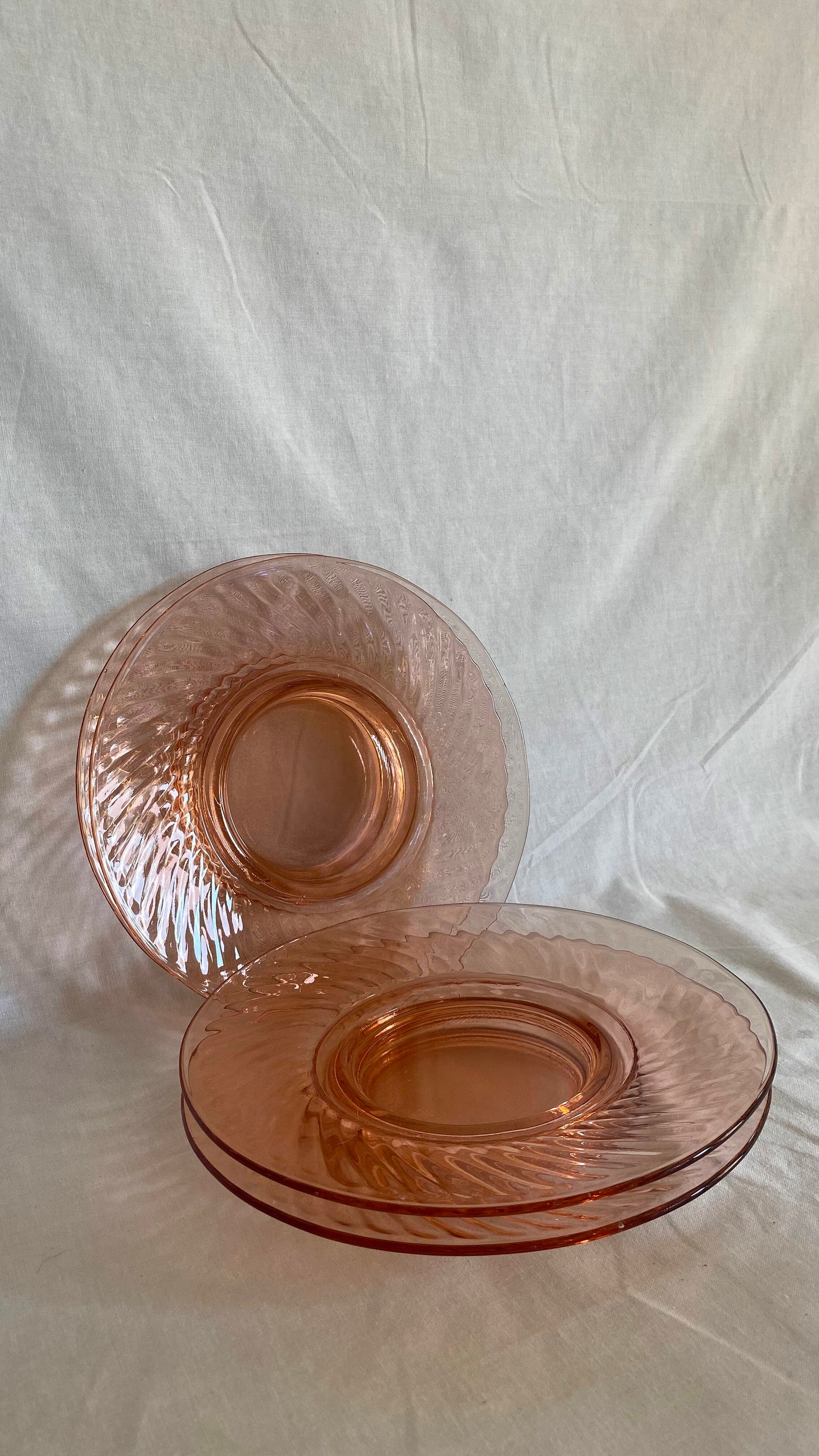 Vintage Antique Crystal Pink Dessert Plates Etsy