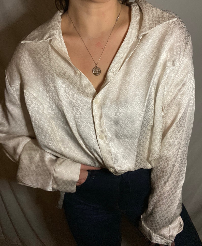 Vintage White Silk Blouse
