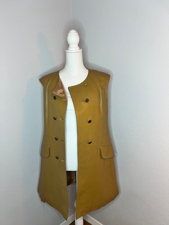 60s-70s Vintage Leather Mod Dress - Medium - image 3