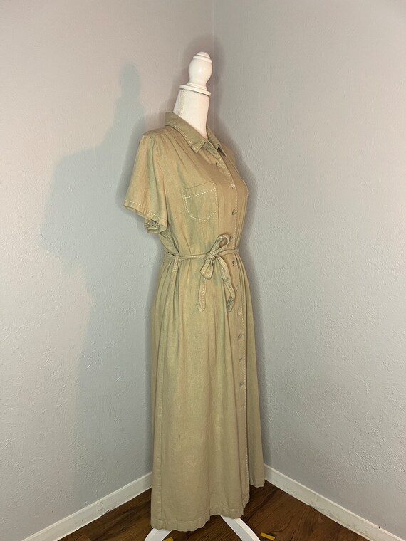 Vintage Linen Beige Midi Tie Dress - 18 (L/XL) - image 7