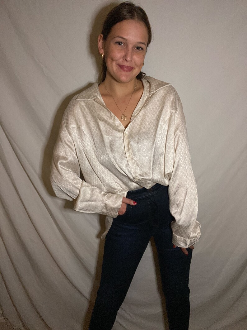 Vintage White Silk Blouse