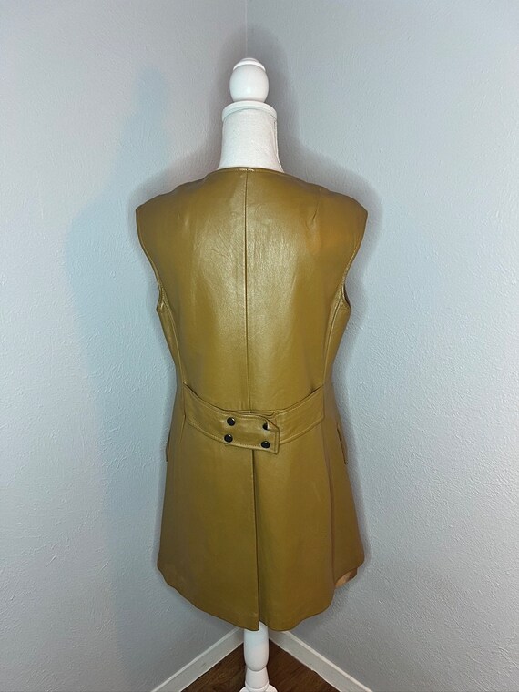 60s-70s Vintage Leather Mod Dress - Medium - image 5