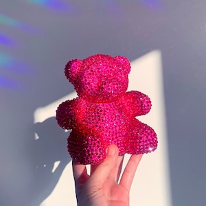 CUSTOMIZABLE COLOR - Pink Rhinestone Gummy Bear - Giant Gummy Bear Art - Disco Bear Sculpture - Funky Home Decor - Pop Art Bling Sculpture