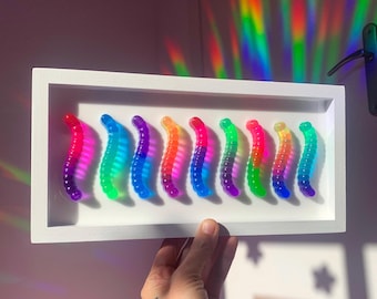 Gummy Worm Wall Art, Retro Candy Art, Resin Fake Food, Dopamine Decor, Pop Art Sculpture, 3D Wall Art, Kids Candy Decor, Quirky Resin Art