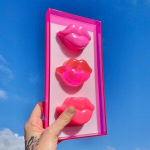 pink lips acrylic art - pop art sculpture