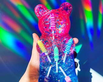 Pink Gummy Bear Lamp - Gummy Bear Kids Night Light - Giant Resin Gummy Bear - Neon Pop Art Sculpture - Funky Home Decor - Cool 3D Resin Art