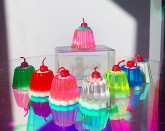 Faux Jelly Cake Fridge Magnet - Décoration de cuisine Pop Art - Aimant en résine personnalisé mignon - Petit aimant cerises - Aimant alimentaire