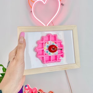 Cute 3d Wall Art - Fake Waffle Wall Decor - Fake Food Sculpture - Pop Art Decor - Pink Dopamine Decor - Custom Resin Wall Art - Maximalist