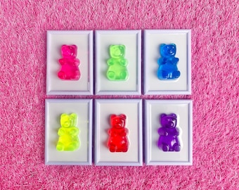 Gummy Bear Wall Art - Resin Gummy Bear - Mini Gummy Bear Art - Pop Art Sculpture - Neon 3d Wall Art - Funky Resin Decor - Dopamine Decor