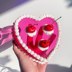Pink Heart Fake Cake - Cute Big Jelly Cake - Funky Resin Cake - Fake Food Decor - Maximalist Decor - Dopamine Decor - Jello Cake Wall Art