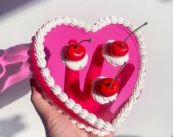 Pink Heart Fake Cake - Cute Big Jelly Cake - Funky Resin Cake - Fake Food Decor - Maximalist Decor - Dopamine Decor - Jello Cake Wall Art