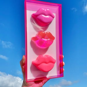 pink lips acrylic art - pop art sculpture
