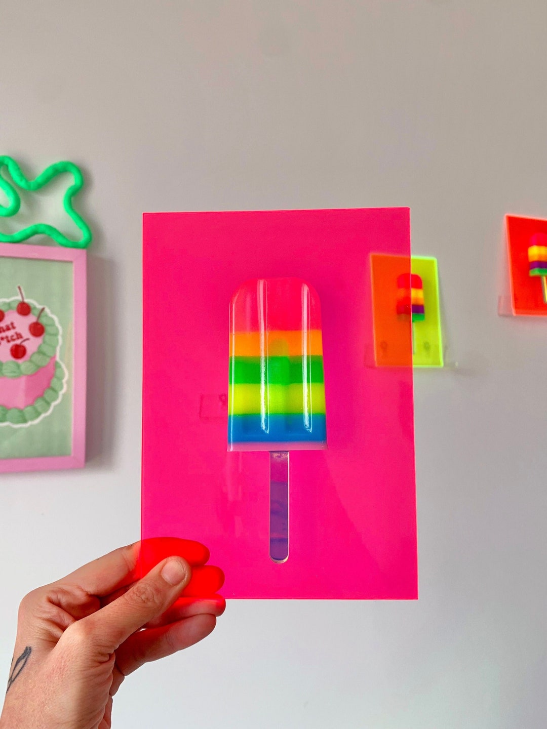 Neon Popsicle Wall Art Pop Art Candy Sculpture Ice Cream Wall Decor Neon Popsicle Wall Art Pop Art Candy Sculpture Ice Cream Wall Decor