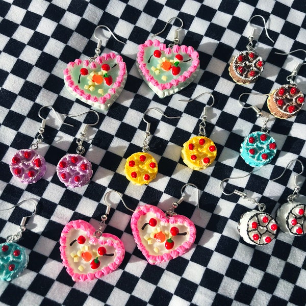 Fake Cake Earrings - Fake Food Earrings - Funny Food Jewelry - Cool Candy Earrings - Miniature Food Jewelry - Kawaii Funky Earrings - Cute