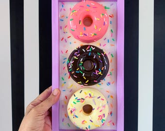 Donut Wall Art, Fake Food Decor, Colorful Resin Art, Pop Art Sculpture, Dopamine Decor, Funky Wall Sculpture, 3d Kawaii Art, Quirky Dessert