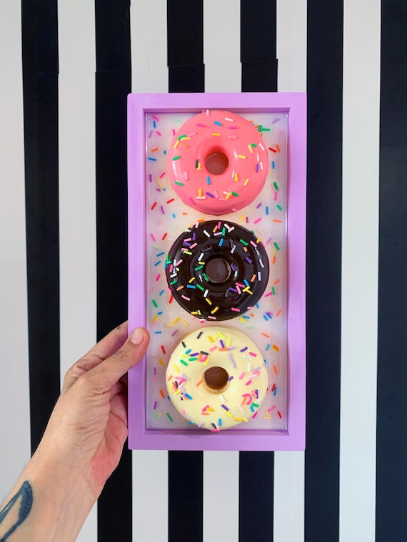 Donut Wall Art, Fake Food Decor, Colorful Resin Art, Pop Art Sculpture, Dopamine Decor, Funky Wall Sculpture, 3d Kawaii Art, Quirky Dessert