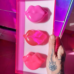 pink lips acrylic art - pop art sculpture