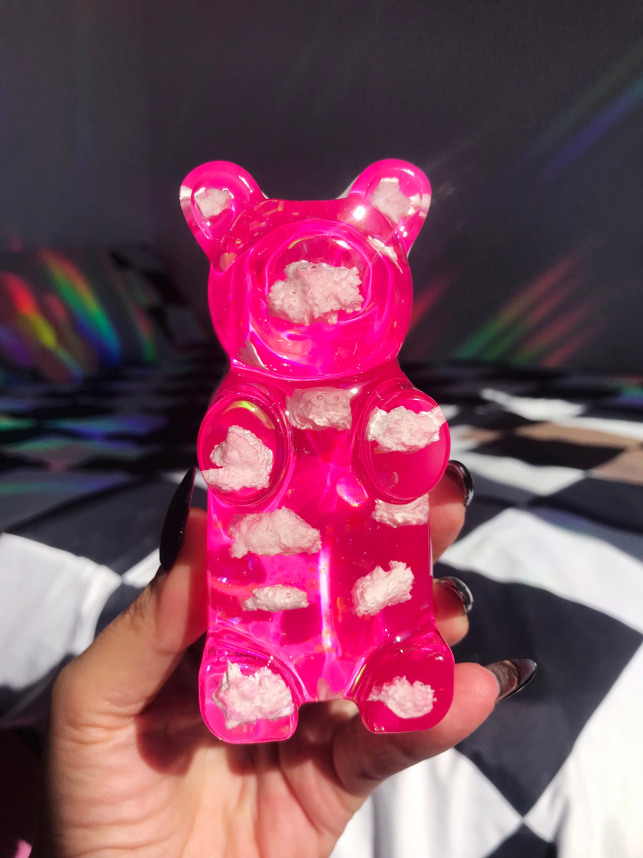 LARGE GUMMY BEAR 3D Wall Pop Art / Rainbow Glitter Resin Handmade