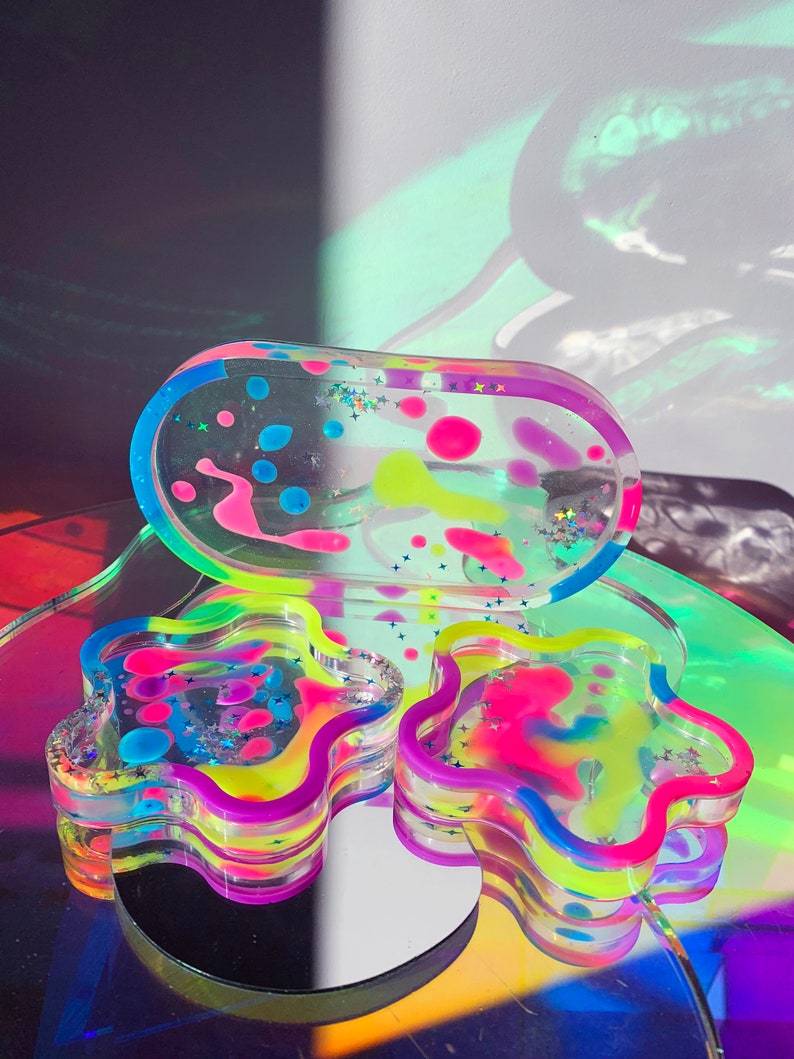 colorful resin coasters