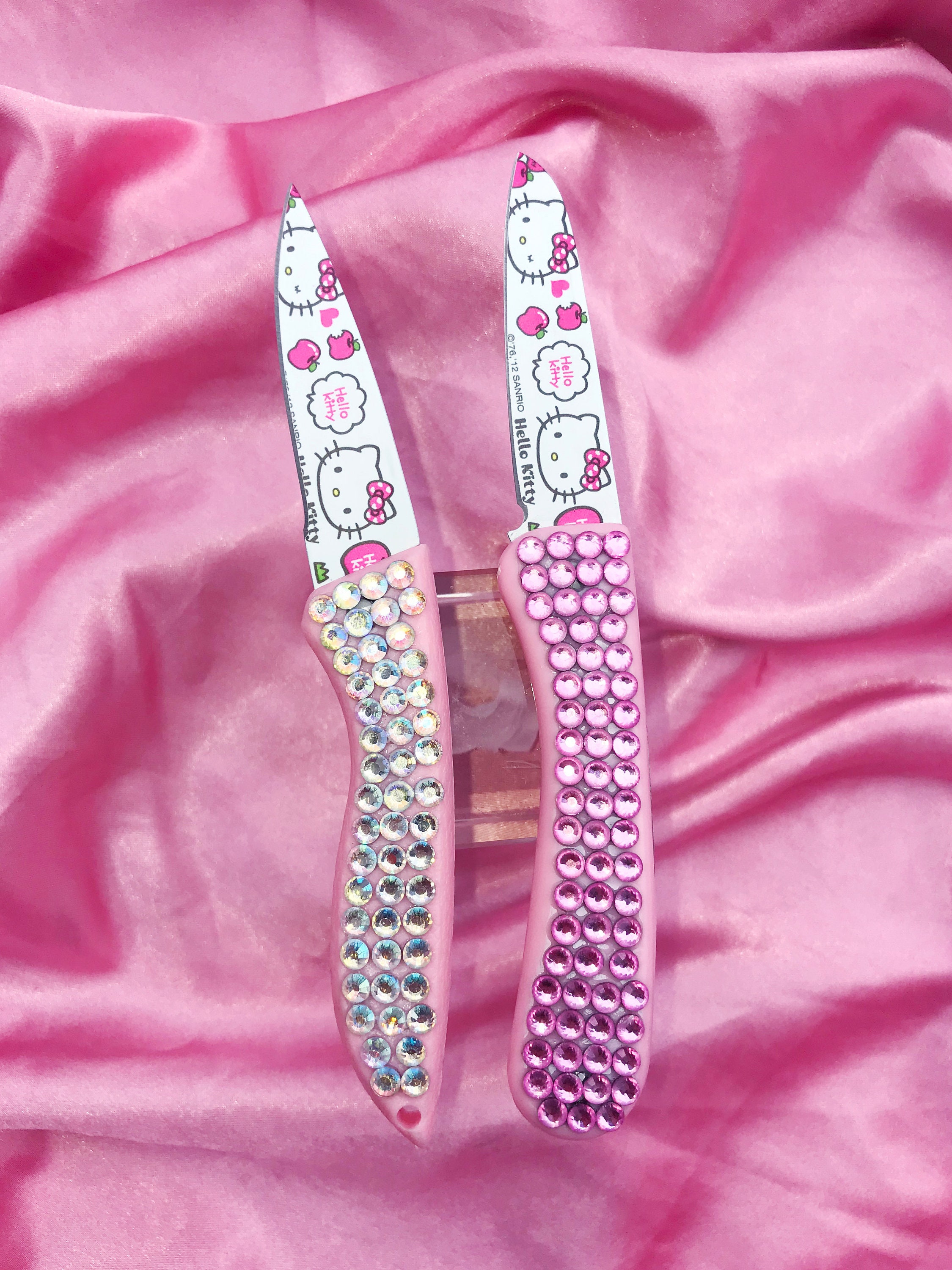 Hello Kitty Pink Knife With Diamonds Custom Folding Knife Etsy