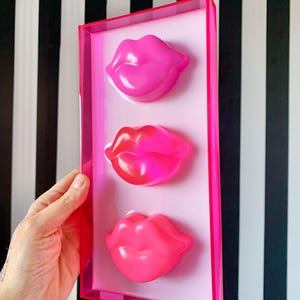 pink lips acrylic art - pop art sculpture
