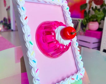 Fake Cake Wall Art - Jelly Cake Decor - Faux Food Wall Sculpture - 3d Resin Art - Pop Art Sculpture - Maximalist Decor - Sprinkle Heart Cake
