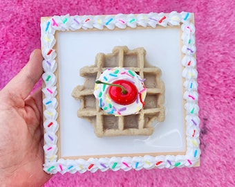 3D-Wandkunst – Waffel-Küchendekoration – Kunstharz-Fake-Food – Pop-Art-Wanddekoration – Dopamin-Dekoration – Candy Maximalist Art