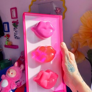 pink lips acrylic art - pop art sculpture