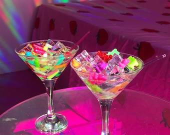 Gummy Bears Fake Martini Drink - Fake Food Decor - Pop Art Sculpture - Dopamine Decor - Funky Home Decor - Quirky Candy Art - Cool Apartment