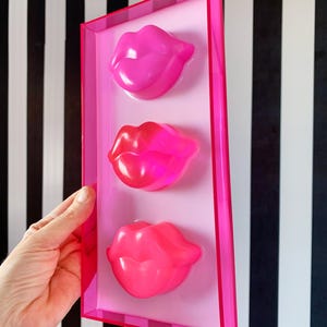 pink lips acrylic art - pop art sculpture