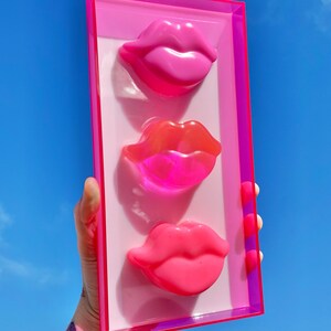 pink lips acrylic art - pop art sculpture